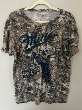 Miller High Life Camo Graphic Tee - Brown & Olive